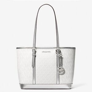 Michael Kors White Tote with Silver Trim